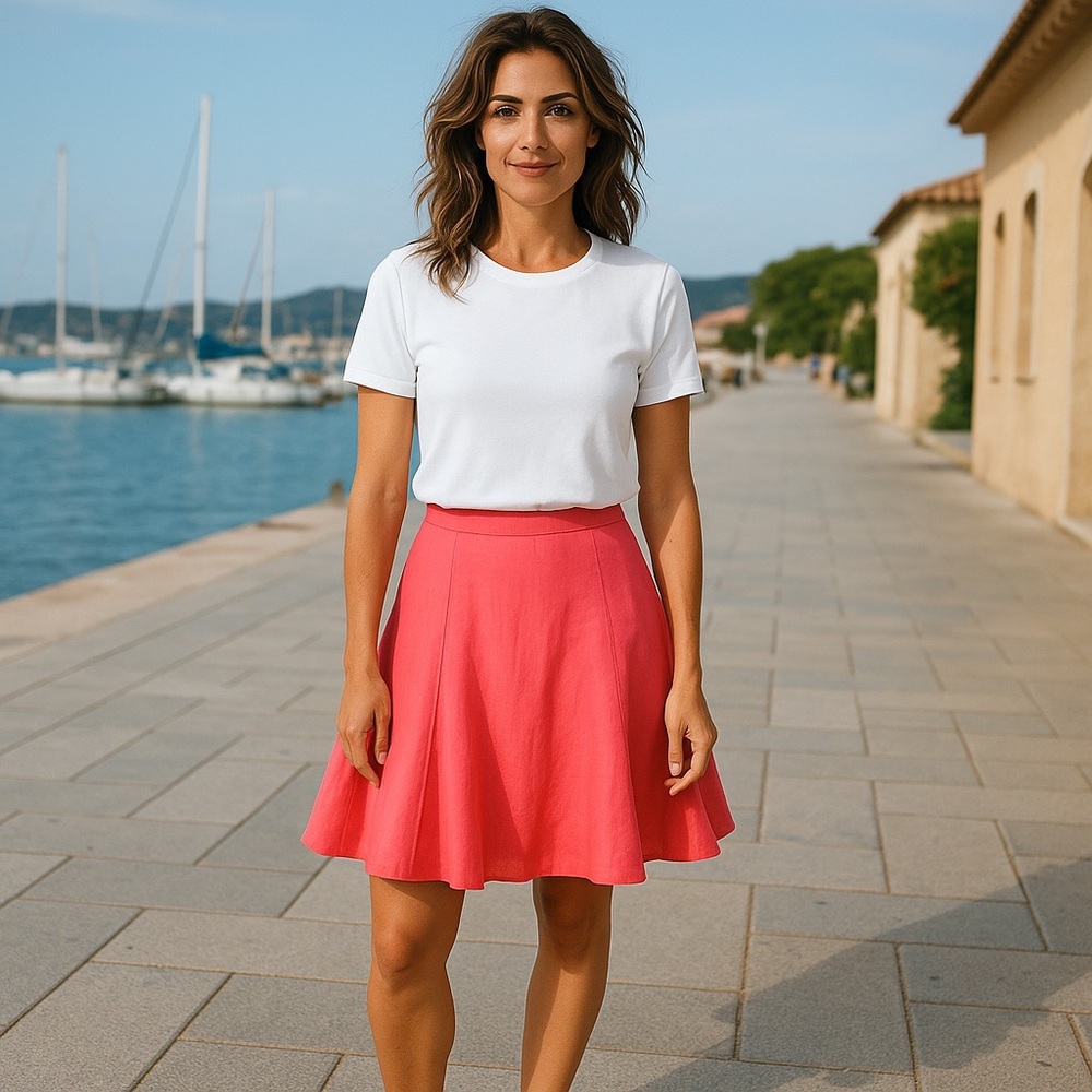 ZARA WOMAN A-LINE LINEN ZIPPER & CLASP CLOSURE LINED FLARE-OUT MIDI SKIRT•S/